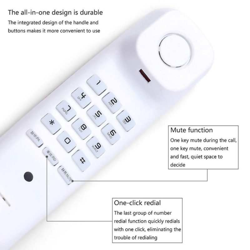 Computer Accessory Sets | A061 Landline Telephone Sleek Wall Hanging-Design 2 In 1 Push Button Phone White# Computer Accessory Sets Computer Accessory Sets