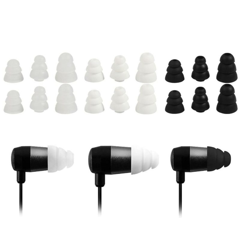 Headphone Cushions & Tips | Replacement Triple Flange Ear Tips Earbuds Silicone Pads For In Ear Headphones White# Electronics & Electrical Headphone Cushions & Tips