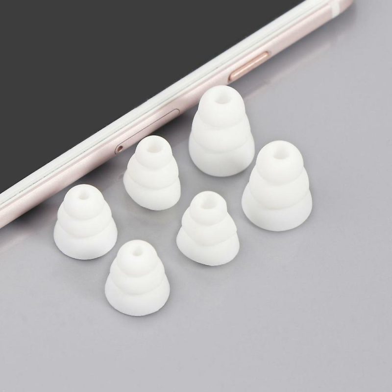 Headphone Cushions & Tips | Replacement Triple Flange Ear Tips Earbuds Silicone Pads For In Ear Headphones White# Electronics & Electrical Headphone Cushions & Tips