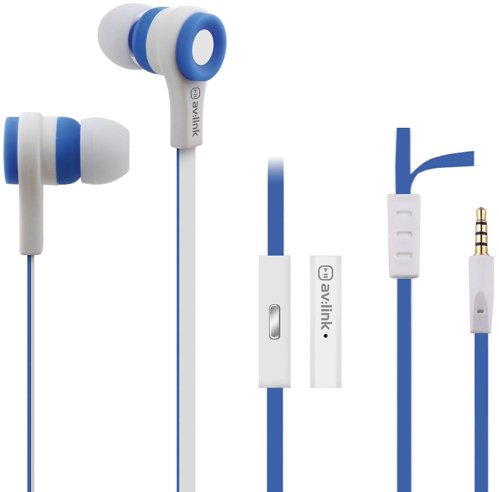 Headphones & Headsets | Avlink Rubber Earphones W/Mic Blue & White Electronics & Electrical AV Link