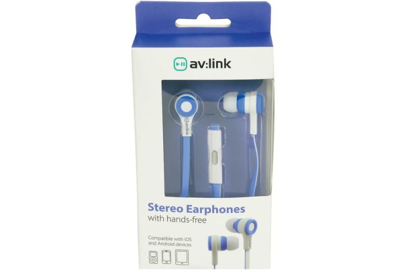 Headphones & Headsets | Avlink Rubber Earphones W/Mic Blue & White Electronics & Electrical AV Link