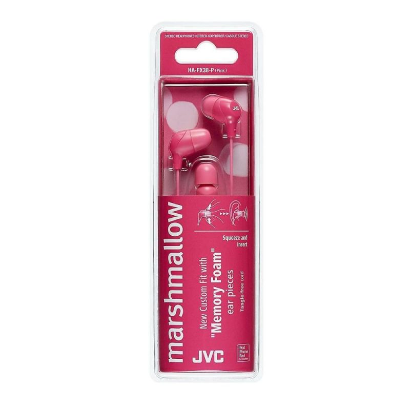 Headphones & Headsets | Jvc Hafx38P Marshmallow Pink In Ear Headphones With Tangle Free Cable Electronics & Electrical Headphones & Headsets