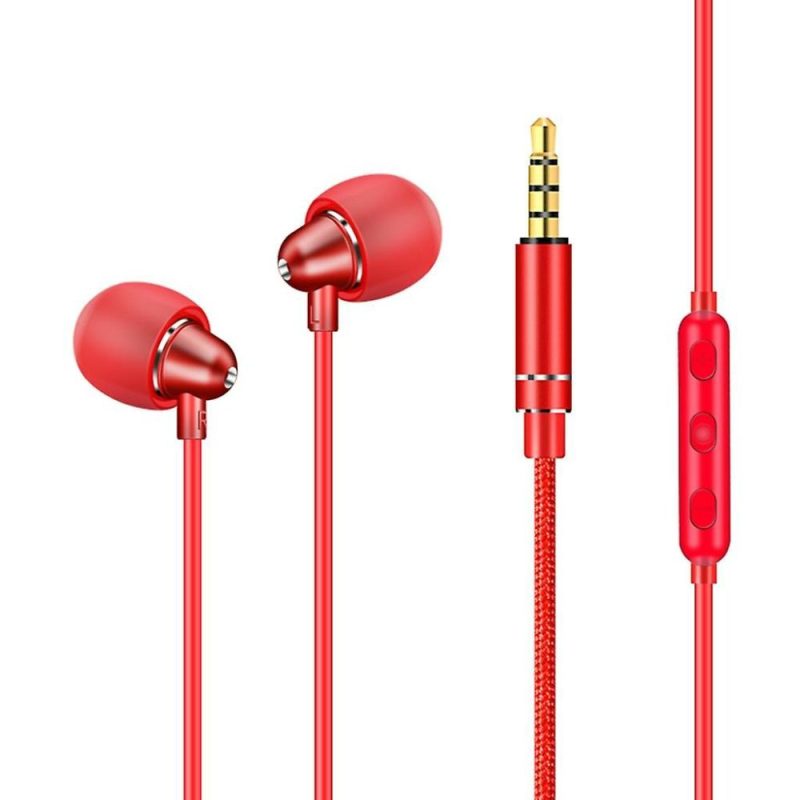 Headphones & Headsets | Ms28 3.5Mm Wired Earphone Bass Stereo In-Ear With Microphone Earphone Dynamic Red# Electronics & Electrical Headphones & Headsets