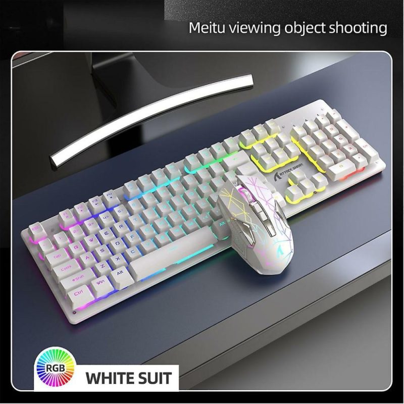 Keyboards | Gaming Mechanical Keyboard Rainbow Rgb Backlight Usb Keyboard And Mouse Set White# Electronics & Electrical Keyboards