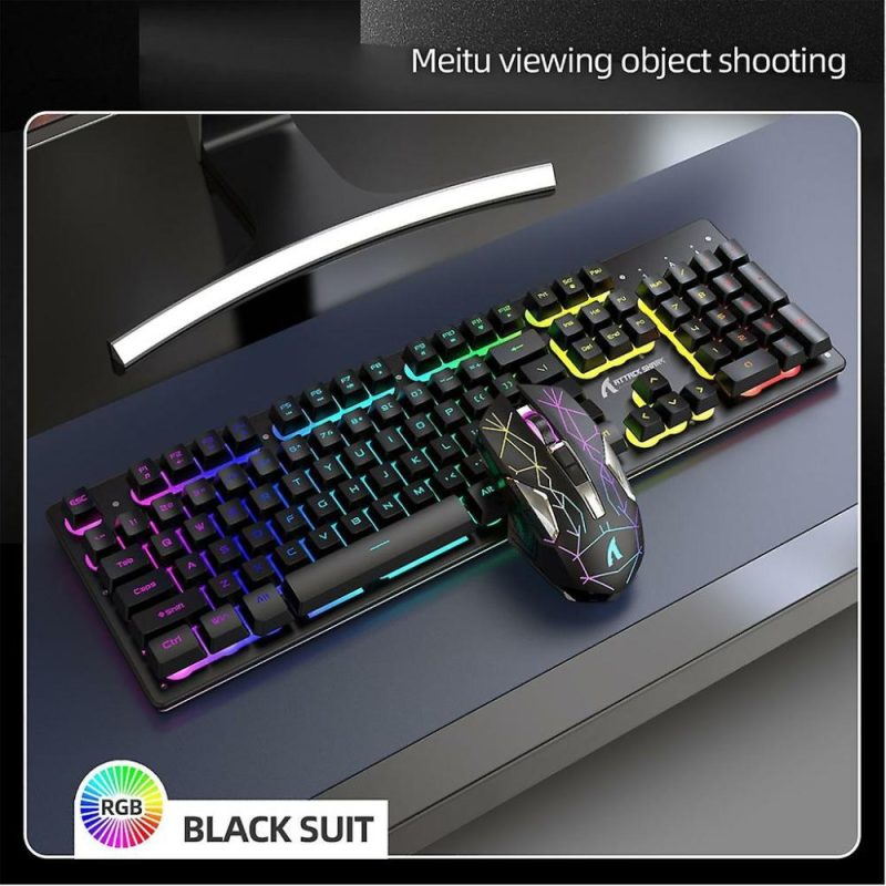 Keyboards | Gaming Mechanical Keyboard Rainbow Rgb Backlight Usb Keyboard And Mouse Set White# Electronics & Electrical Keyboards