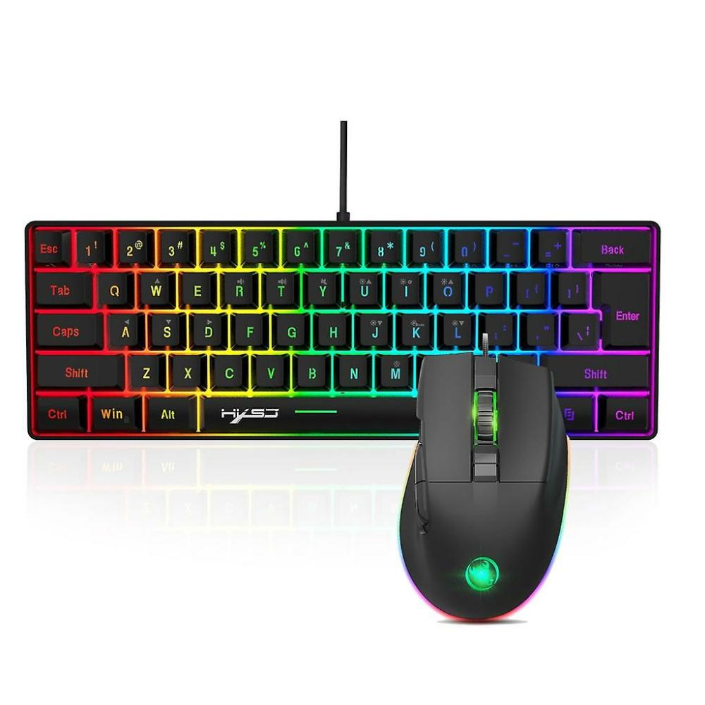 Keyboards | Rgb Backlit Keypad 61 Keys Usb Wire Gaming Keyboard 7200Dpi Mouse Household Computer Accessories For Pc Gamers Electronics & Electrical Keyboards