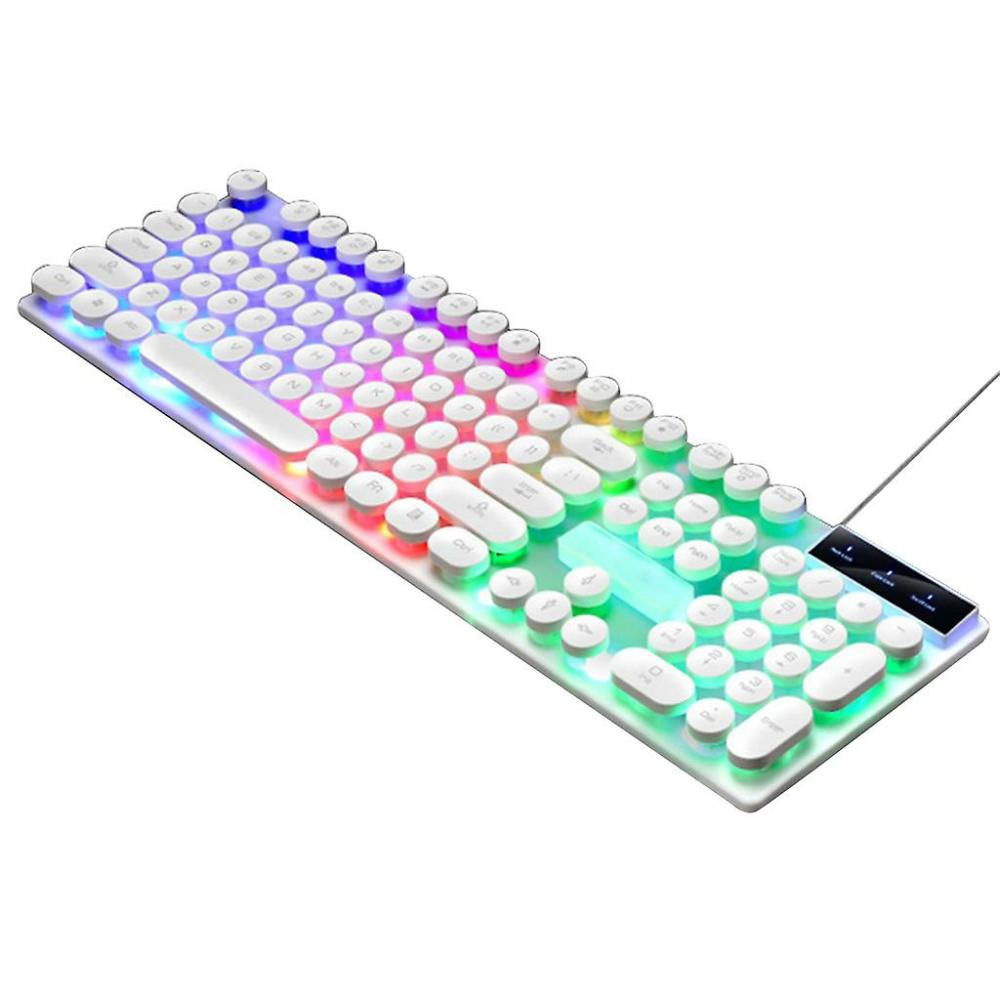 Keyboards | Waterproof Punk Keyboard With 108 Round Keycaps Luminous Keyboard Mute Keyboard And Mouse Set Punk Retro Keyboard White# Electronics & Electrical Keyboards