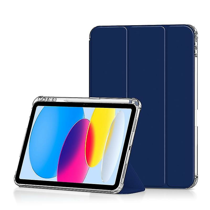 Computer Covers & Skins | For Ipad 10.9 (2022) / Ipad 10Th Gen Pu Leather Trifold Stand Case Crystal Clear Hard Pc Back Soft Tpu Frame Smart Auto Sleep / Wake Cover With Pencil Dark Blue# Computer Covers & Skins Computer Covers & Skins