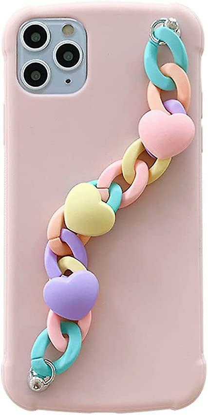 Computer Covers & Skins | Girls Women Solid Candy Color Matte Surface Soft Tpu Silicone Rubber Phone Case, Back Macaron Heart Lanyard Chain Strap Cover For Iphone 11 Pro Max, 4 Computer Covers & Skins Baiccf